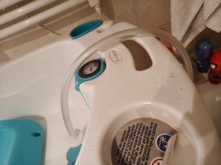 Bañera bebé blanca con azul