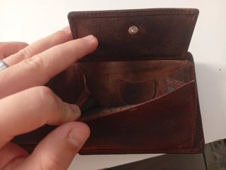 Cartera de cuero Volmer Marrón Recien Lavada.