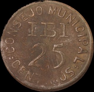 Moneda 25 céntimos IBI 1937
