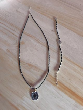 Conjunto plata ley collar y pulsera cruz Caravaca.