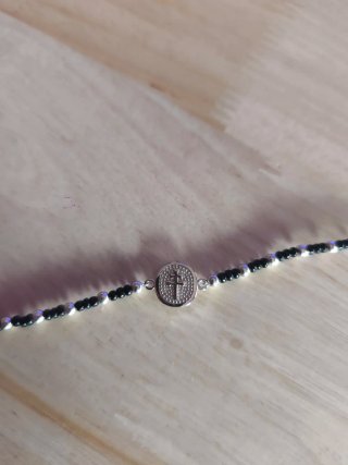 Conjunto plata ley collar y pulsera cruz Caravaca.