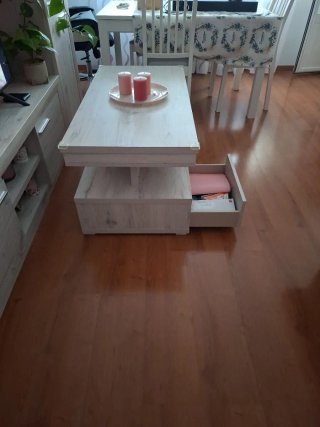 Mesa centro elevable madera y metal