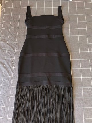 Vestido largo Zara con flecos negro