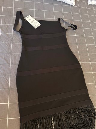 Vestido largo Zara con flecos negro