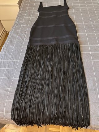 Vestido largo Zara con flecos negro