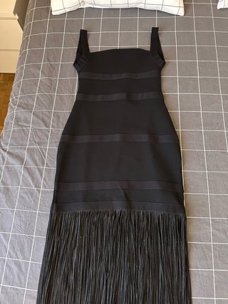 Vestido largo Zara con flecos negro