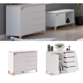 Cómoda blanca 1 puerta 4 cajones