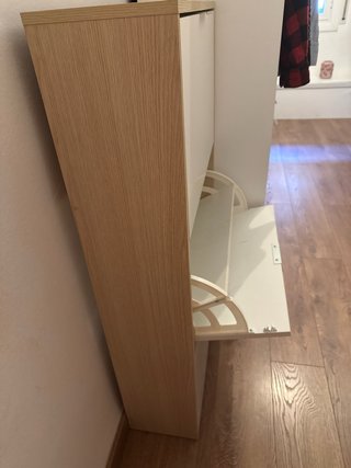 Mueble zapatero 3 baldas blanco y madera