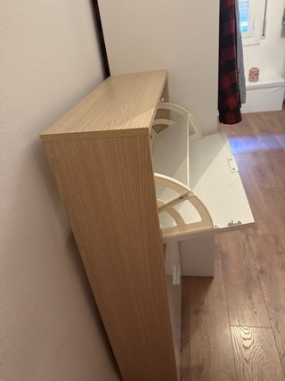 Mueble zapatero 3 baldas blanco y madera