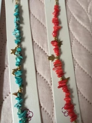 Lote 3 Pulseras Acero (Plata, Turquesa, Coral)