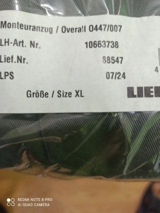 Mono de trabajo Liebherr Talla XL
