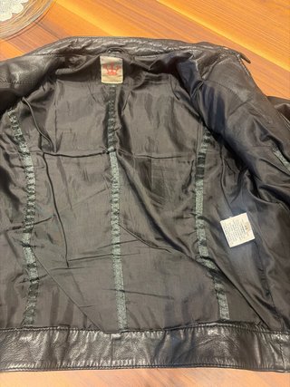 Giubbino Biker Vera Pelle Nero Vintage. Veste 42