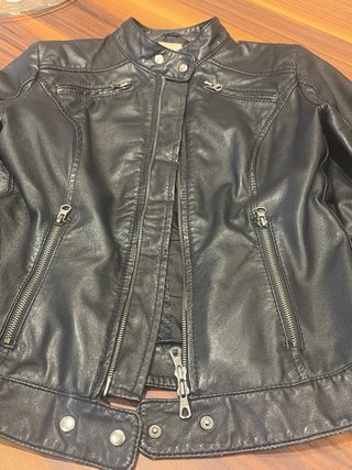 Giubbino Biker Vera Pelle Nero Vintage. Veste 42