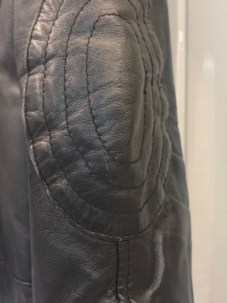 Giubbino Biker Vera Pelle Nero Vintage. Veste 42
