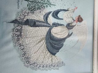 Cuadro punto de cruz ángel del invierno.
