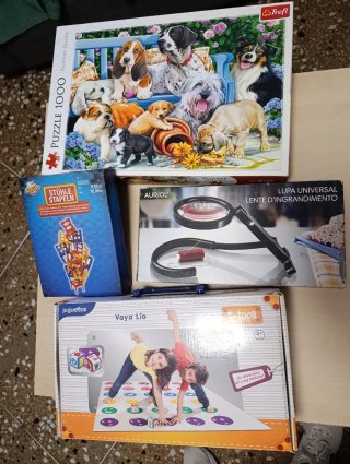 Lote Juegos: Puzle Perros, Lupa, Twister