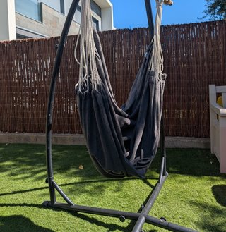 Silla colgante de tela con soporte de acero
