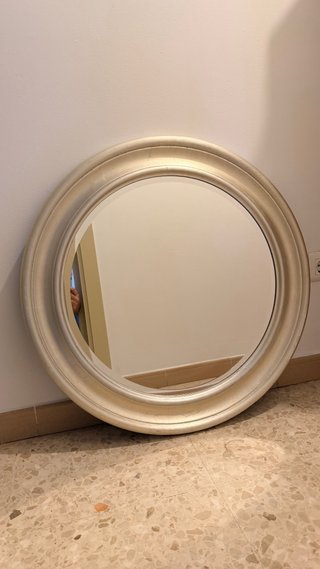 Espejo redondo madera plata
