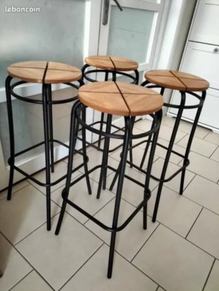 Taburetes Altos Madera y Metal