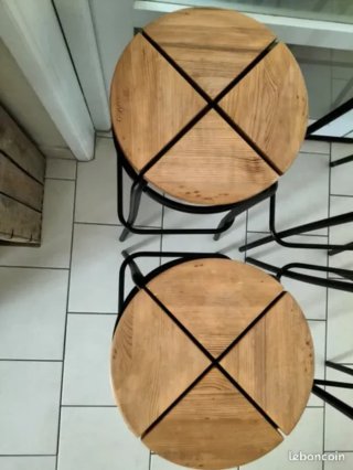 Taburetes Altos Madera y Metal