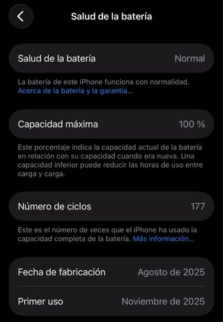 Iphone 17 negro 256gb bateria 100%. Versión eSIM