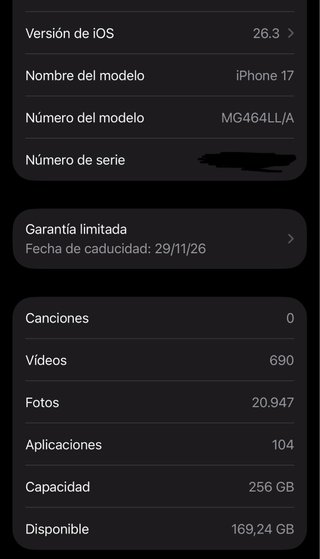 Iphone 17 negro 256gb bateria 100%. Versión eSIM