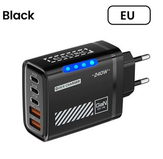 Cargador USB GaN 240W 5 en 1 Negro