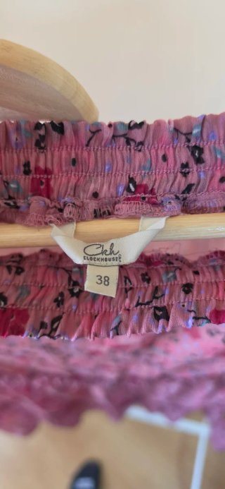 Falda larga floral rosa