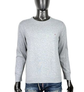 Maglione Tommy Hilfiger Uomo L Grigio Cotone Cashm