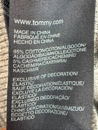 Maglione Tommy Hilfiger Uomo L Grigio Cotone Cashm