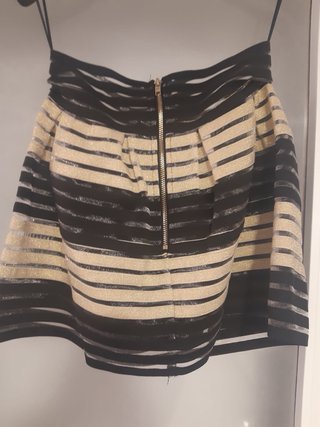 Minifalda de fiesta rayas beige y negro