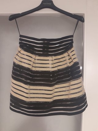 Minifalda de fiesta rayas beige y negro
