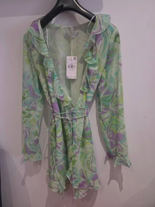 Vestido Gasa Cruzado Mango Talla M