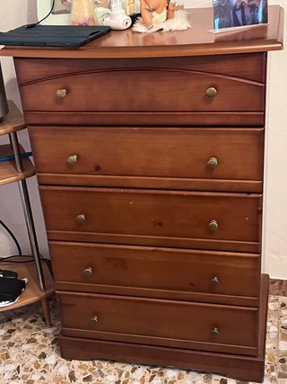 Cómoda de madera 5 cajones
