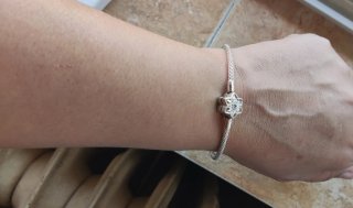 Pulsera Malla Pandora Copo de Nieve Plata