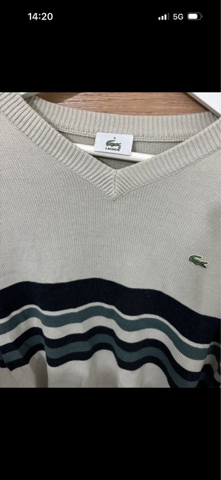 Jersey Lacoste V-neck Rayas Multicolor Beige