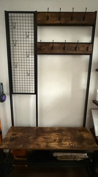 Mueble Perchero Estantería Negro/Madera