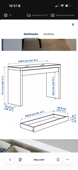 Tocador Malm Ikea Cristal y Madera.