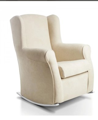 Sillón orejero de lactancia balancín beige