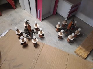 2 Lámparas de techo rústica madera y metal