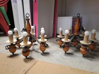 2 Lámparas de techo rústica madera y metal