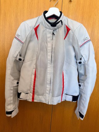 Chaqueta motera mujer azul y negra