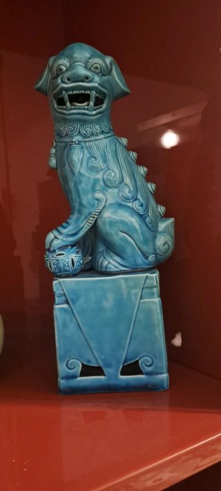 Coppia Cani Foo Blu Ceramica