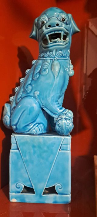 Coppia Cani Foo Blu Ceramica