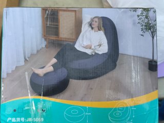 Sofá Inflable PVC Flocado con Reposapiés