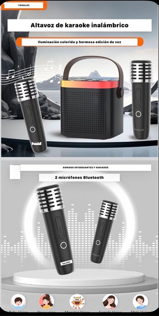 altavoz karaoke 2 micrófonos inalámbricos