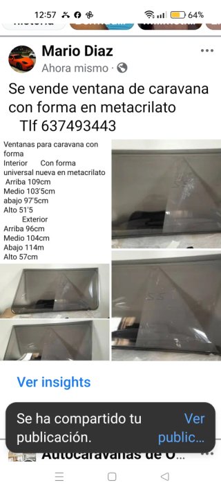 Ventana caravana metacrilato