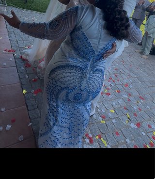 Vestido de fiesta gitana azul y plata
