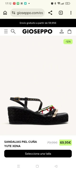 Sandalias Gioseppo Talla 41 Negras y Doradas
