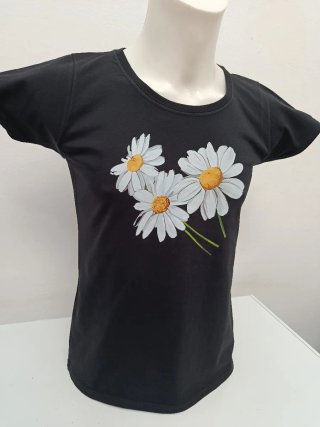 Camiseta flores negra Talla M